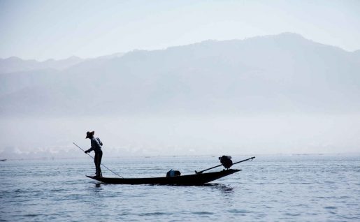 Homme, bateau, Myanmar