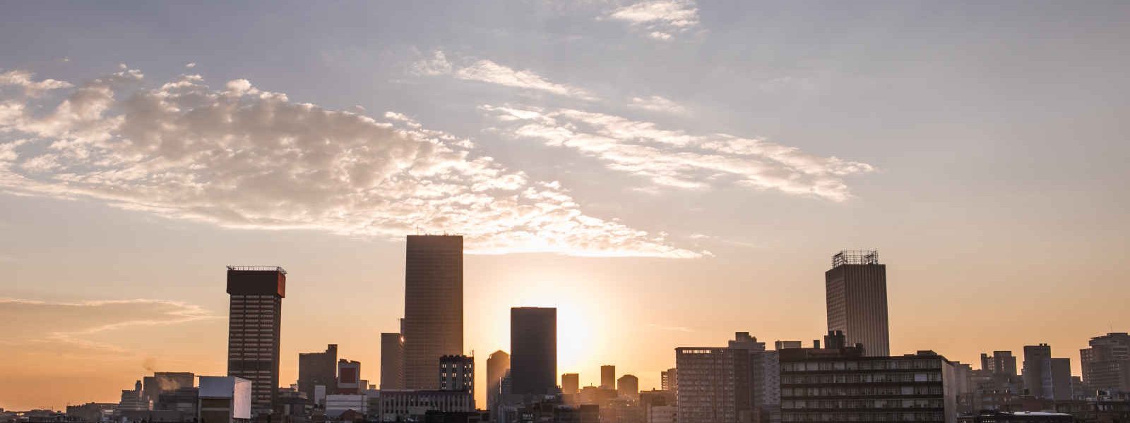 Skyline, Coucher de soleil, Johannesburg, Afrique du Sud