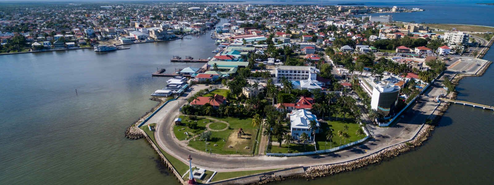 Vue aérienne, Belize City, Belize