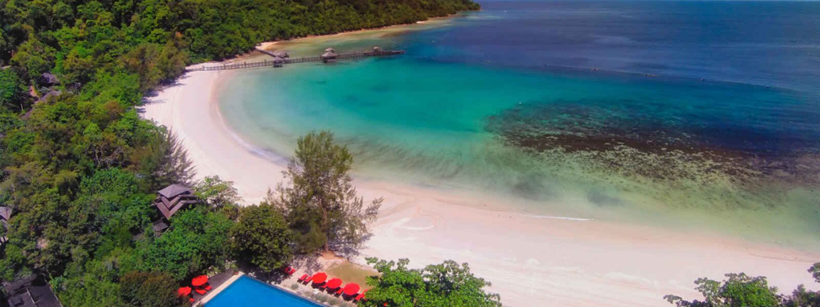 Vue aérienne du complexe hôtelier, Bungaraya Island Resort, Malaisie