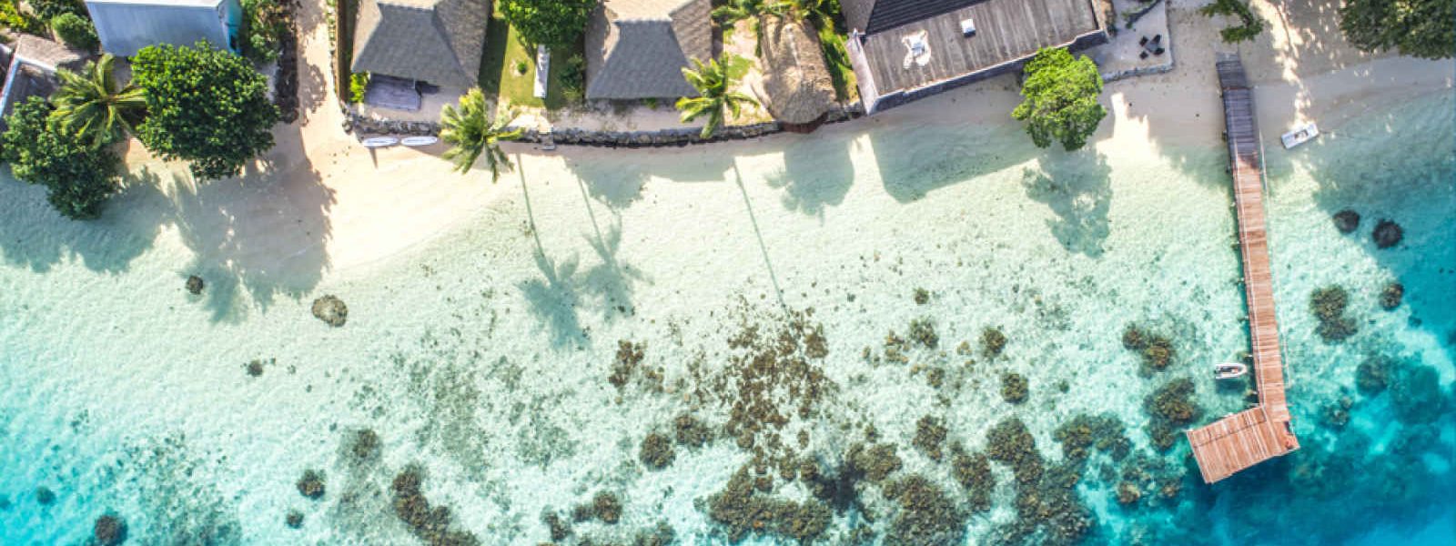 Vue aérienne, Hotel Relais Mahana, Huahine, Polynésie Française