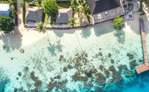 Vue aérienne, Hotel Relais Mahana, Huahine, Polynésie Française