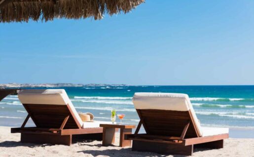 Salalah, Alila Hinu Bay, Beach with Sunbeds