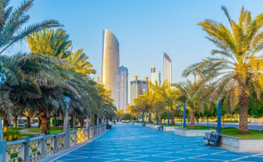 Vue de la corniche, Promenade à Abu Dhabi, Emirats Arabes Unis