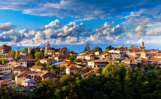 Vue sur la ville et les toits de Sighnaghi (Signagi), Géorgie