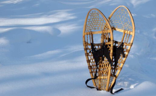 Raquettes dans la neige, Québec, Canada