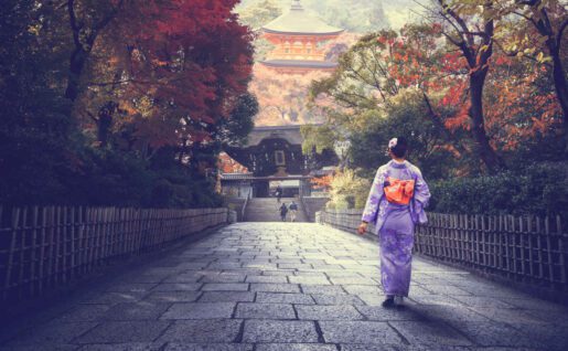 Japonnaise en kimono, Japon