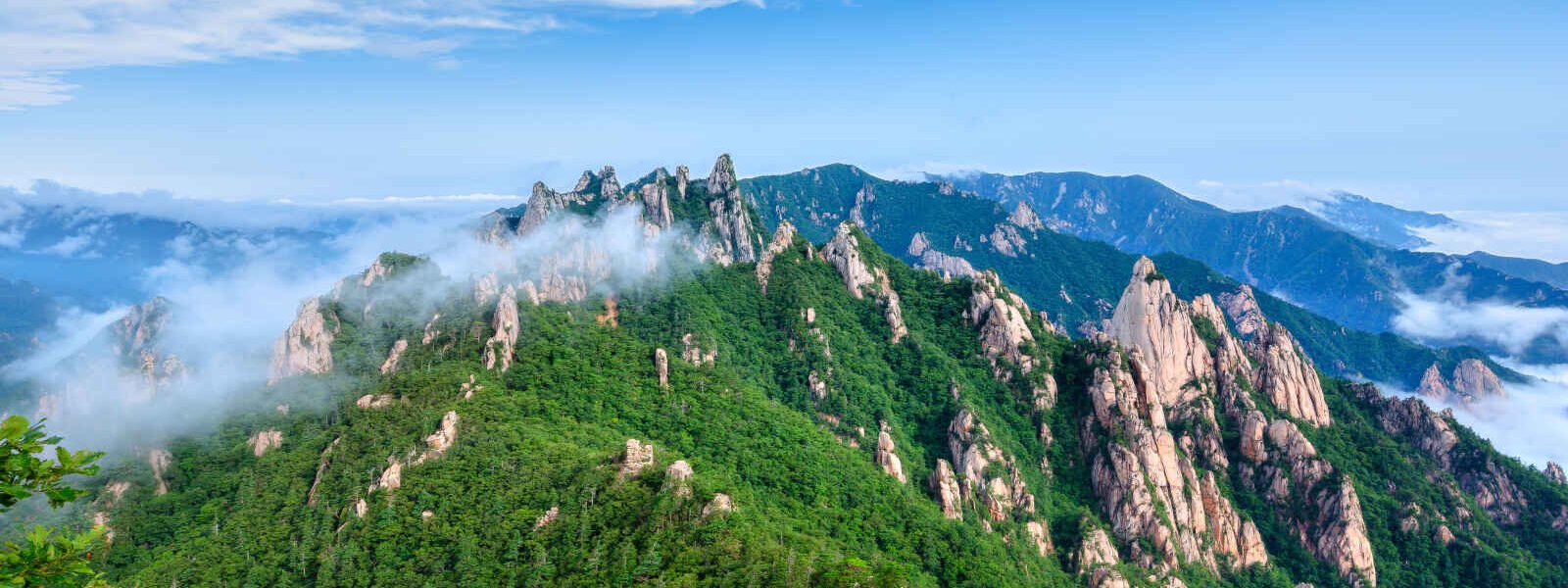 Vue aérienne, Parc National de Seoraksan, Corée du Sud