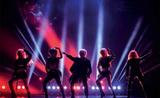 Silhouette idole de k-pop sur scène
