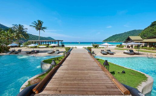 Taaras Beach Resort, piscine et plage, Redang, Malaisie