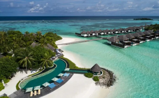 Vue aérienne de l'hôtel, Four Seasons Kuda Huraa