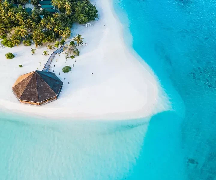 Meeru Island Resort, vue aérienne, Maldives