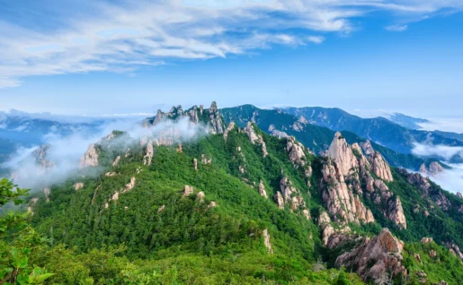 Vue aérienne, Parc National de Seoraksan, Corée du Sud