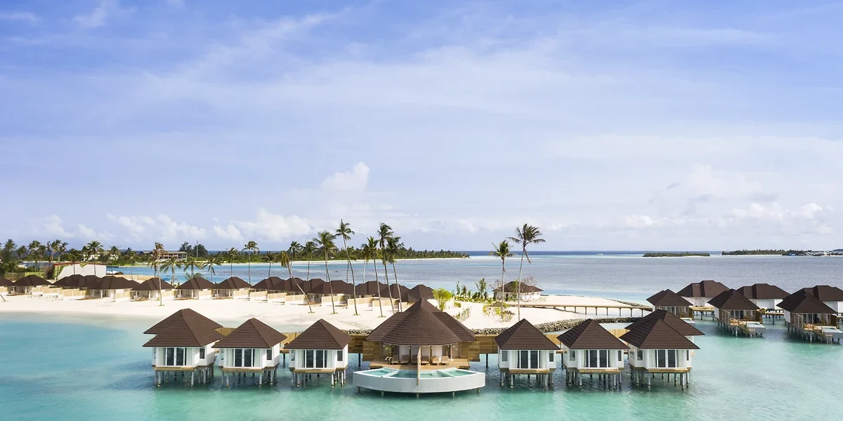 Vue extérieure du spa de l'hôtel, Sun Siyam Olhuveli, atoll de Malé Sud, Maldives
