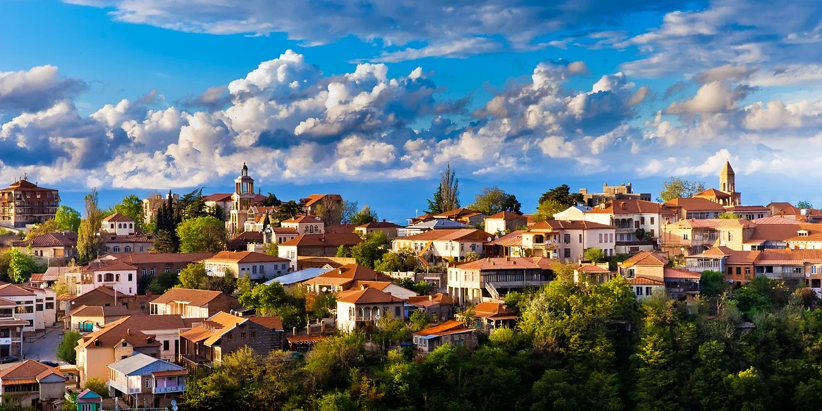 Vue sur la ville et les toits de Sighnaghi (Signagi), Géorgie