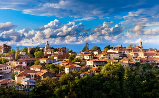 Vue sur la ville et les toits de Sighnaghi (Signagi), Géorgie