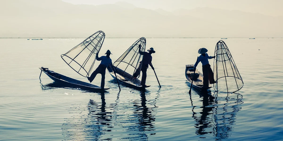 Birman fisherman au Lac Inle, Myanmar (Birmanie)