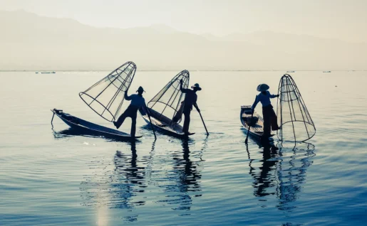 Birman fisherman au Lac Inle, Myanmar (Birmanie)