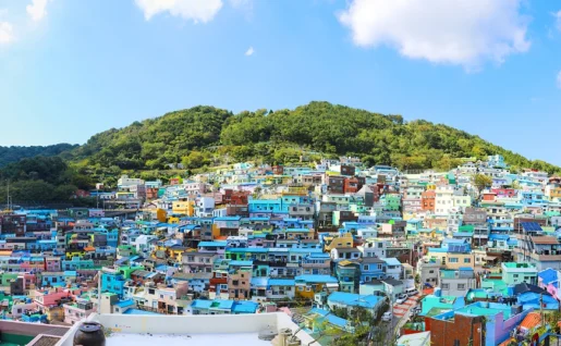 Panorama de la ville de Gamcheon, Busan, Corée du Sud