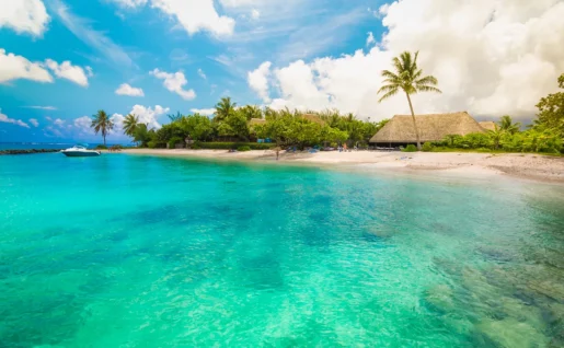 Plage de Huahine, îles Sous-le-Vent, archipel de la Société, Polynésie Française