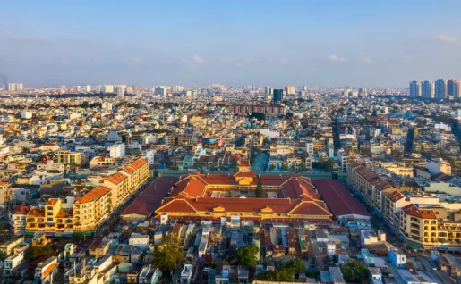 Vue aérienne, Marché Binh Tay, Ho-Chi-Minh Ville, Viêtnam
