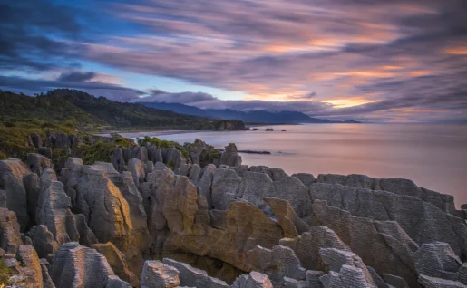 Rochers de crêpes à Punakaiki, île du Sud, Nouvelle-Zélande