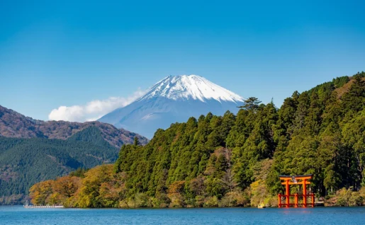 Mount Fuji depuis le lac Ashi, Hakone, Japon