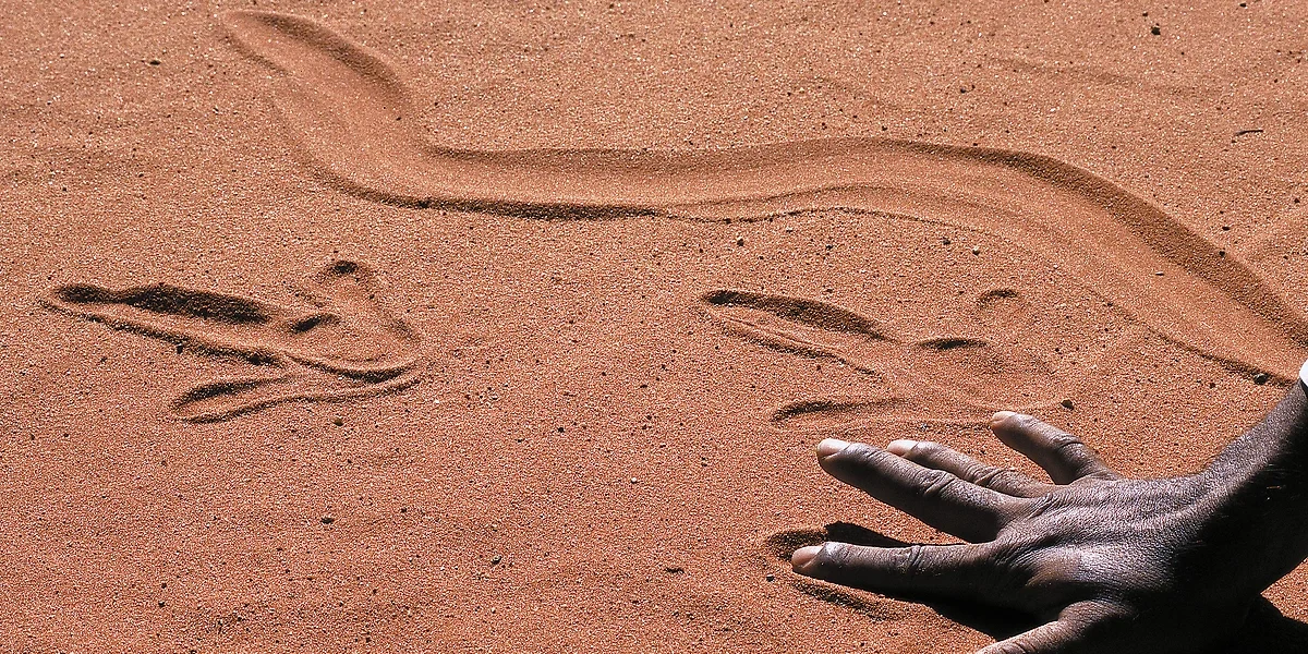 Peinture aborigènes dans le sable