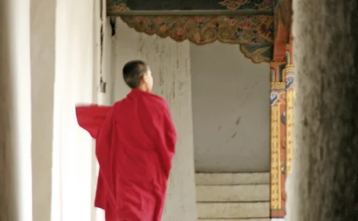Moine tibétain à Punakha, Bhoutan
