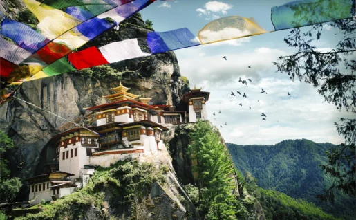 La "Tanière du Tigre", Monastère de Taktshang, Paro, Bhoutan