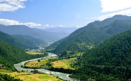 Vue sur la vallée de Punakha, Bhoutan