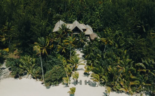 Vue aérienne de la villa deux chambres, The Brando, île de Tetiaroa, Polynésie Française