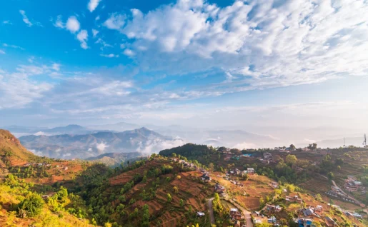 Vue aérienne, Bandipur, Népal