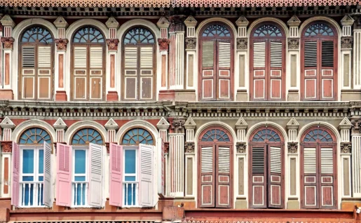 Façade coloniale, Emerald Hill Road, Singapour
