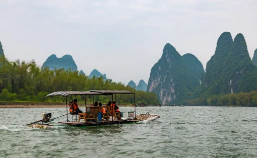 Bambou rafting, Yangshuo, Chine