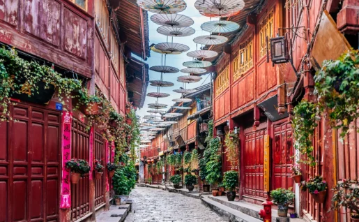 Rue de la vielle ville de Lijiang, Yunnan, Chine