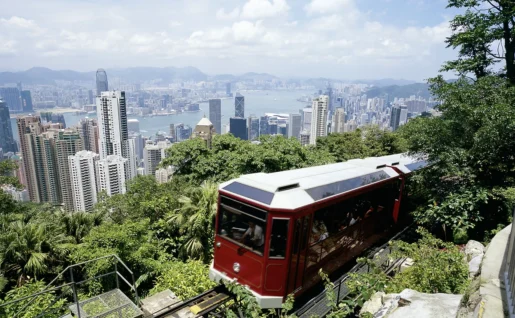 Skyline et peak tram, Hong Kong, Chine