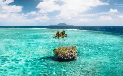 Vue aérienne d'un îlot sur les Vanuatu