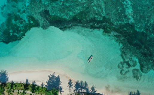 Photographie de drone de plage, Îles Yasawa, Fidji